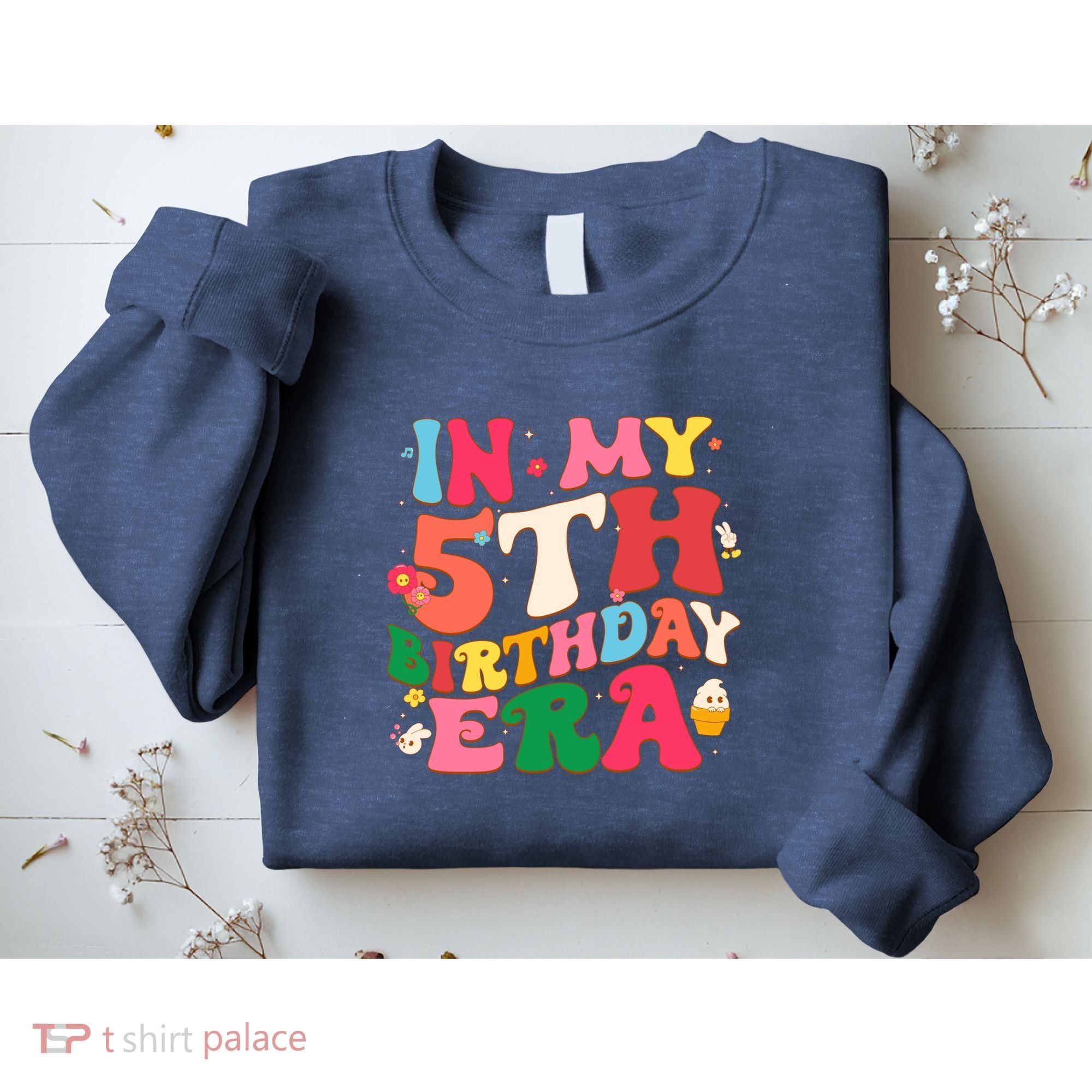 Funny Groovy In My 5th Birthday Era Five Years Old Birthday Sweatshirt