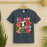 Funny Groovy In My 5th Birthday Era Five Years Old Birthday T-Shirt thumb 2
