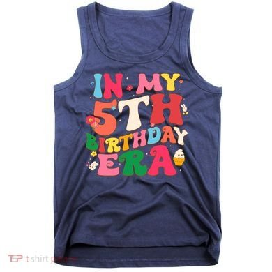 Funny Groovy In My 5th Birthday Era Five Years Old Birthday Tank Top