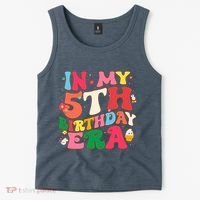 Funny Groovy In My 5th Birthday Era Five Years Old Birthday Tank Top thumb 2