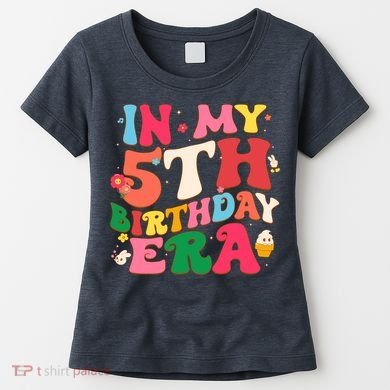 Funny Groovy In My 5th Birthday Era Five Years Old Birthday Women's T-Shirt