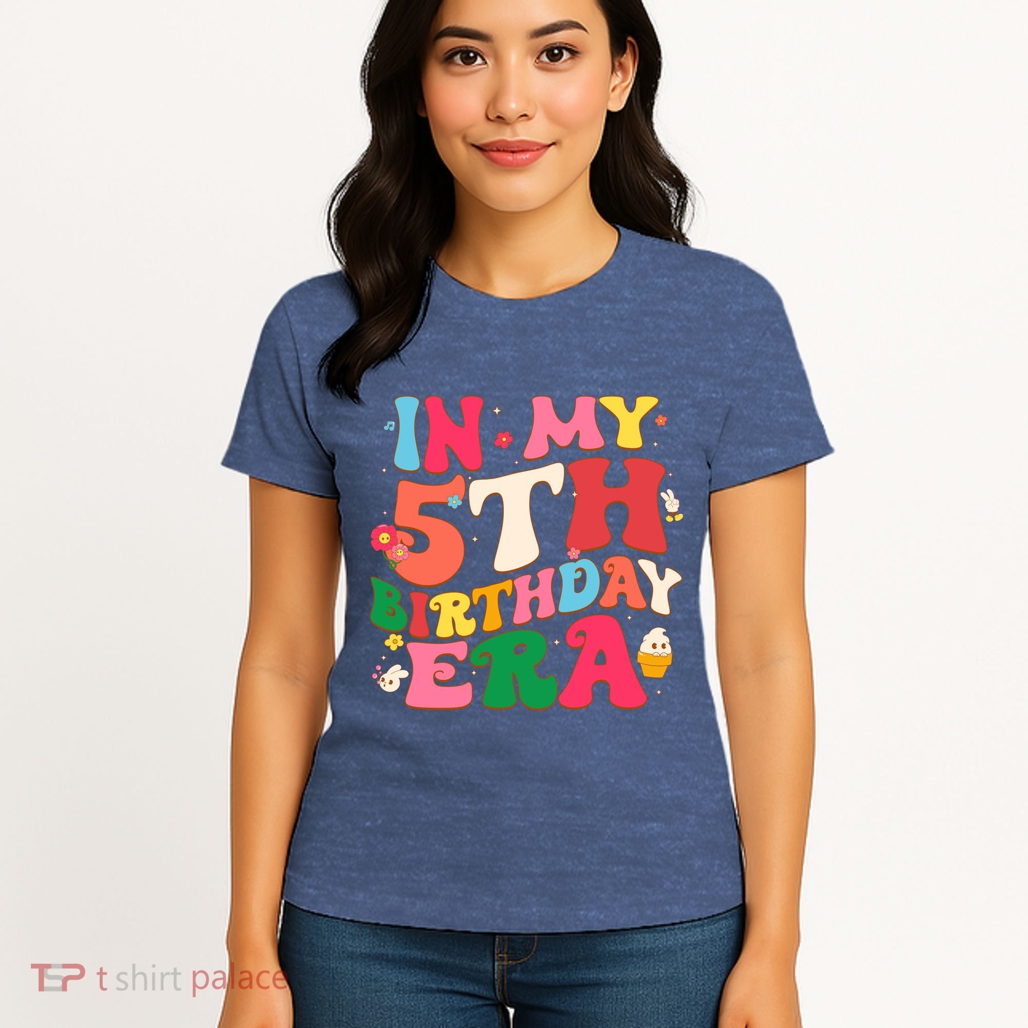 Funny Groovy In My 5th Birthday Era Five Years Old Birthday Women's T-Shirt