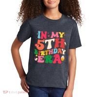 Funny Groovy In My 5th Birthday Era Five Years Old Birthday Kids T-Shirt thumb 2