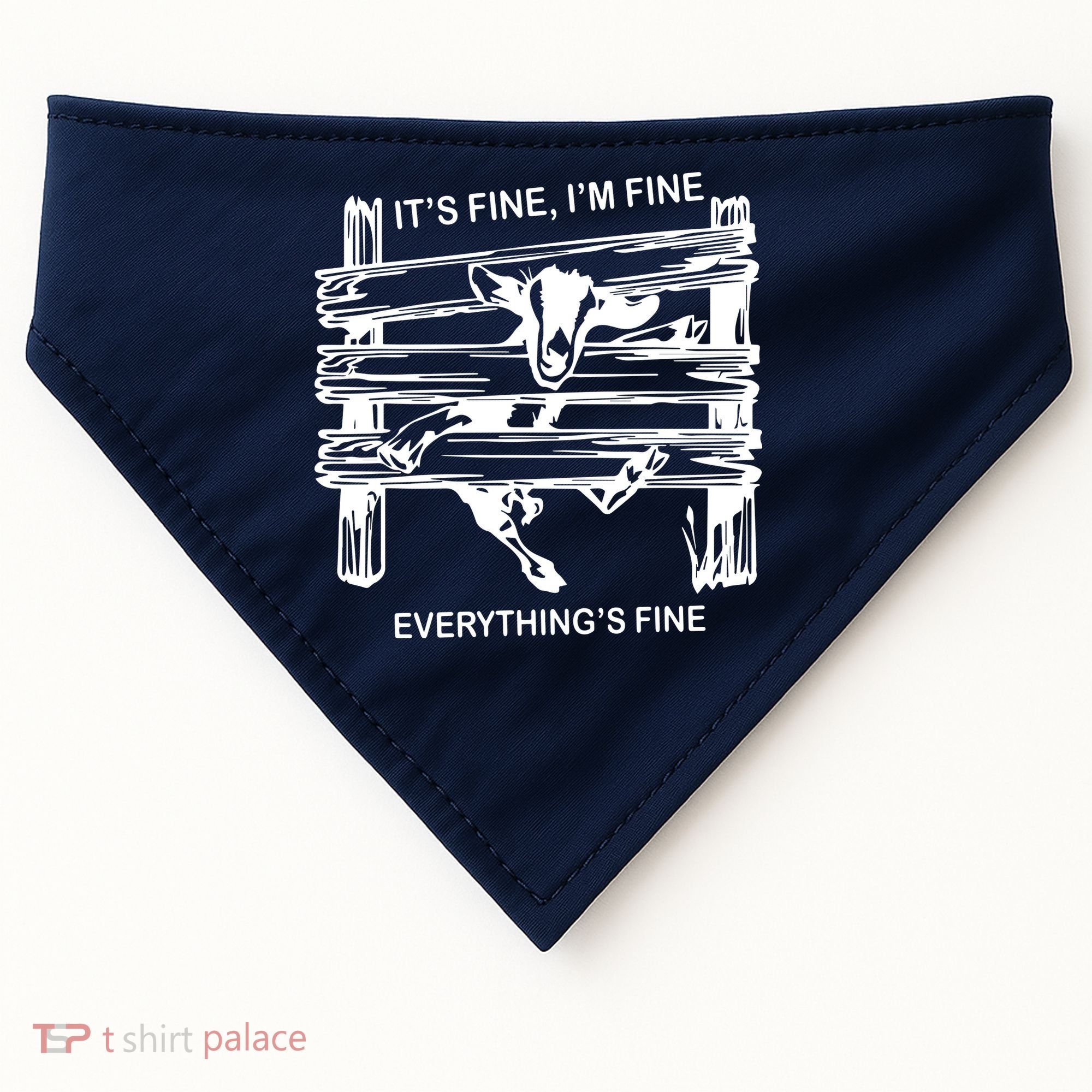 Funny Goat Its Fine Im Fine Everything Is Fine USA-Made Doggie Bandana