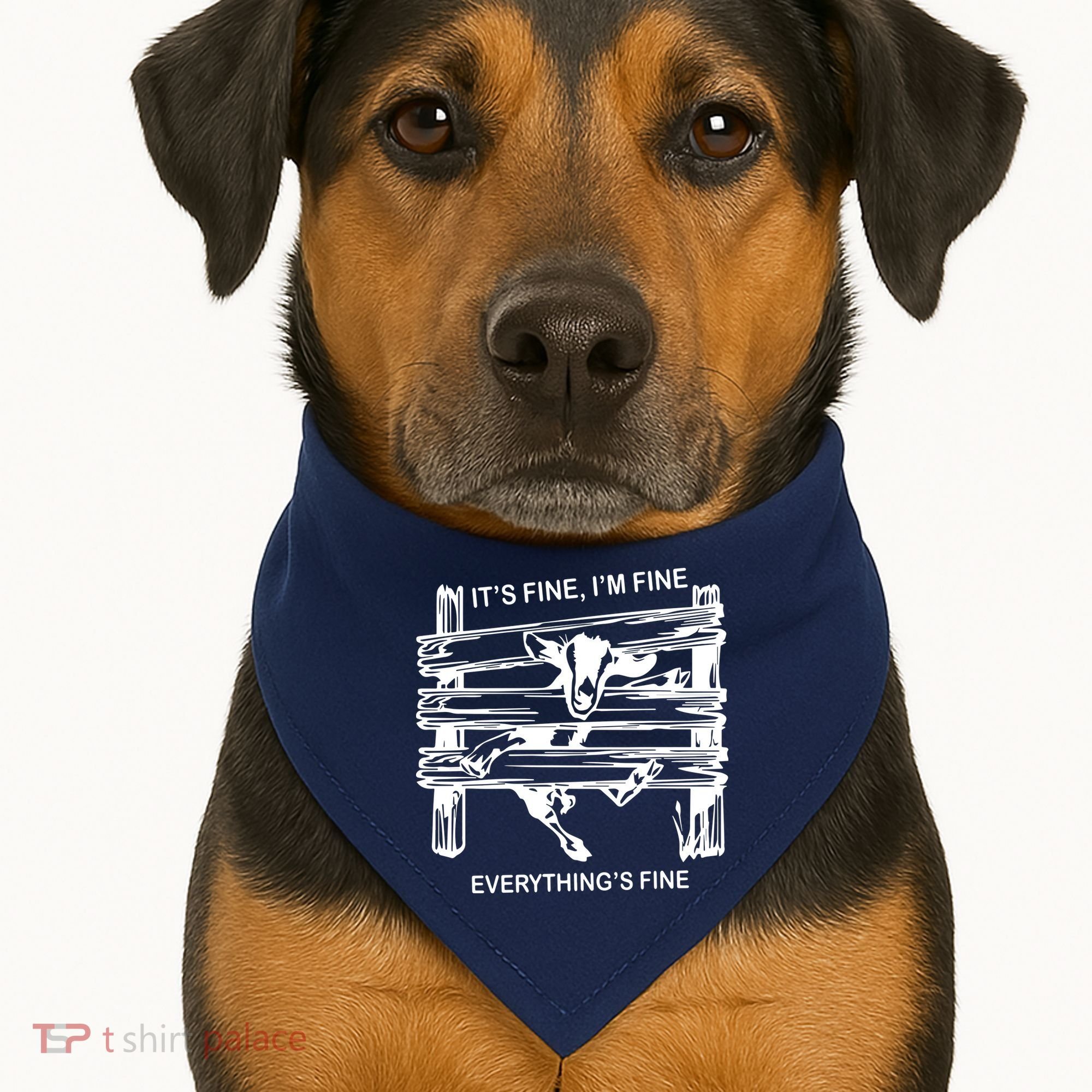 Funny Goat Its Fine Im Fine Everything Is Fine USA-Made Doggie Bandana