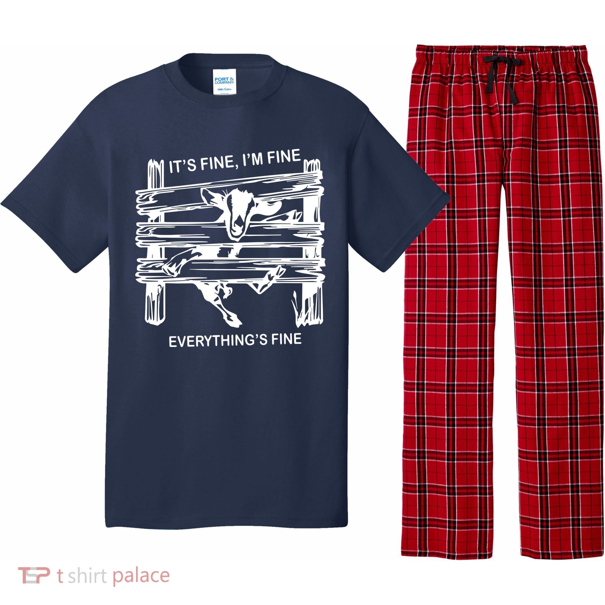 Funny Goat Its Fine Im Fine Everything Is Fine Pajama Set