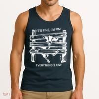 Funny Goat Its Fine Im Fine Everything Is Fine Tank Top thumb 3