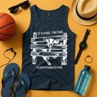 Funny Goat Its Fine Im Fine Everything Is Fine Tank Top thumb 4