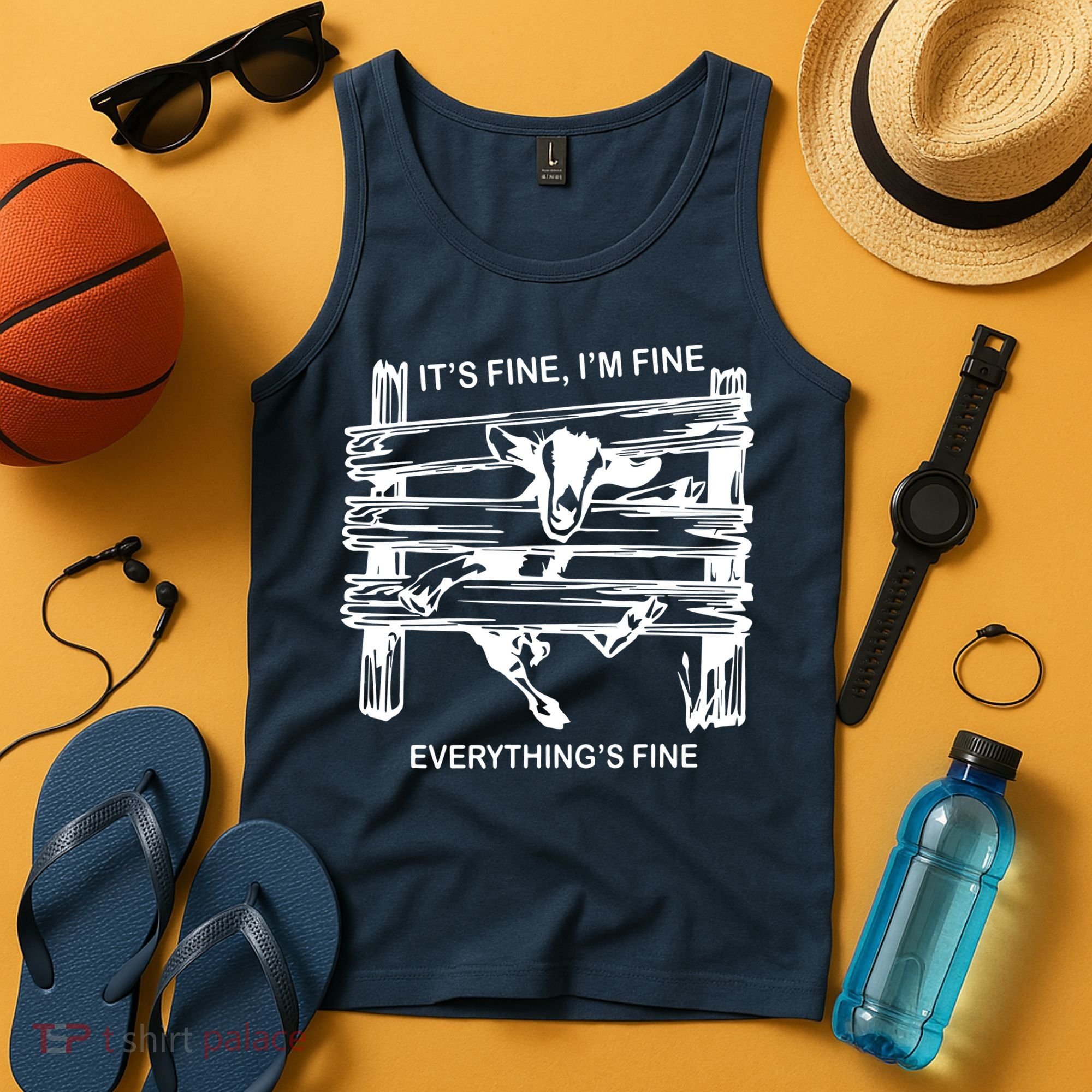 Funny Goat Its Fine Im Fine Everything Is Fine Tank Top