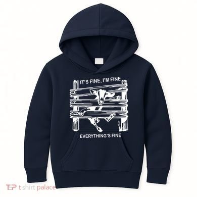 Funny Goat Its Fine Im Fine Everything Is Fine Kids Hoodie