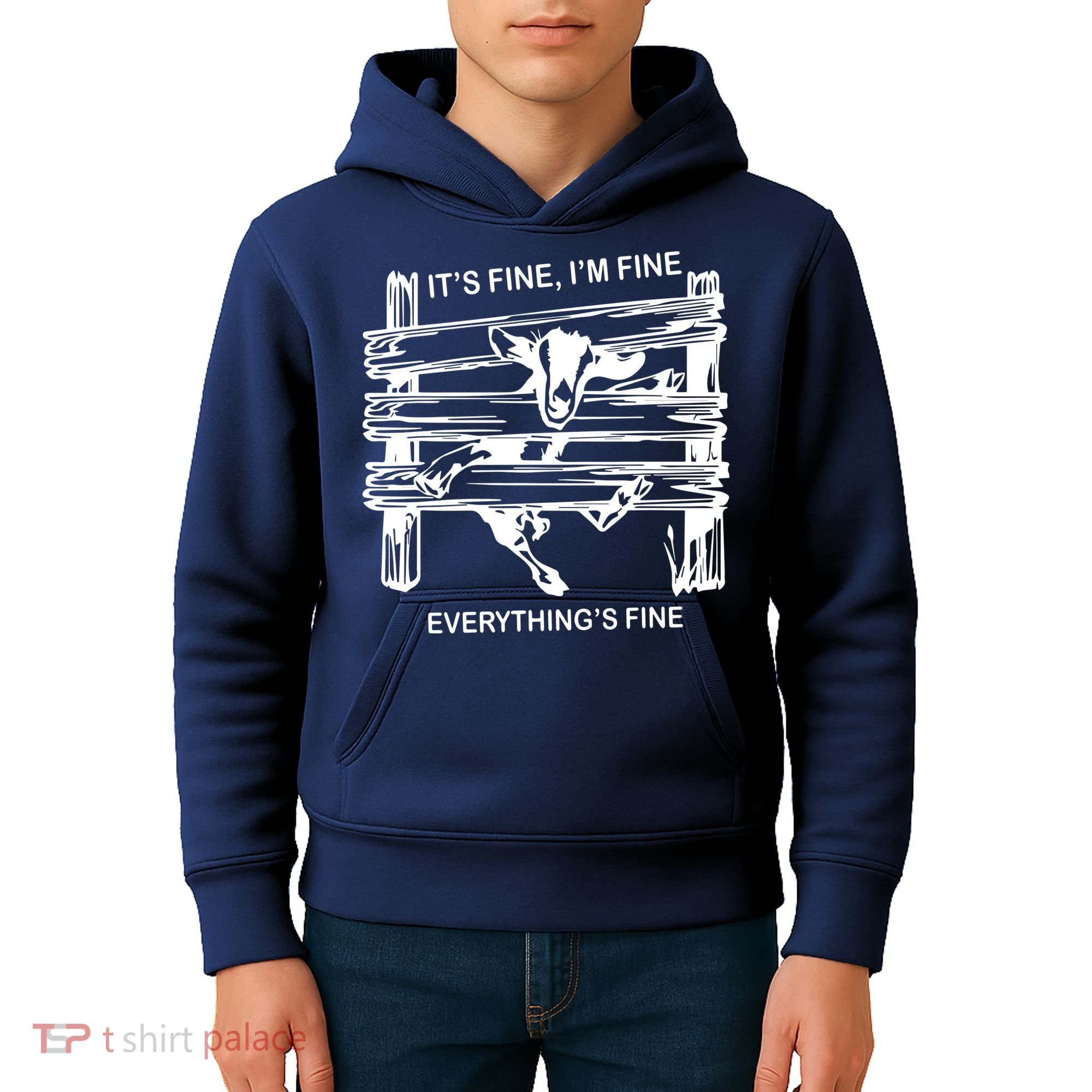Funny Goat Its Fine Im Fine Everything Is Fine Kids Hoodie