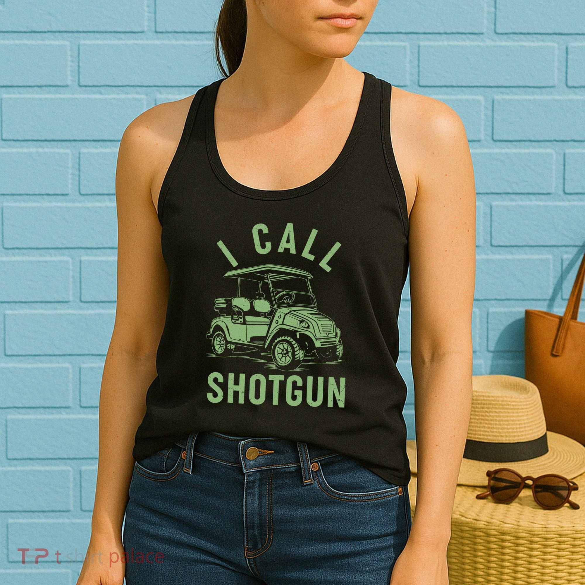 Funny Golfing I Call Shotgun Golf Cart Women's Tank Top