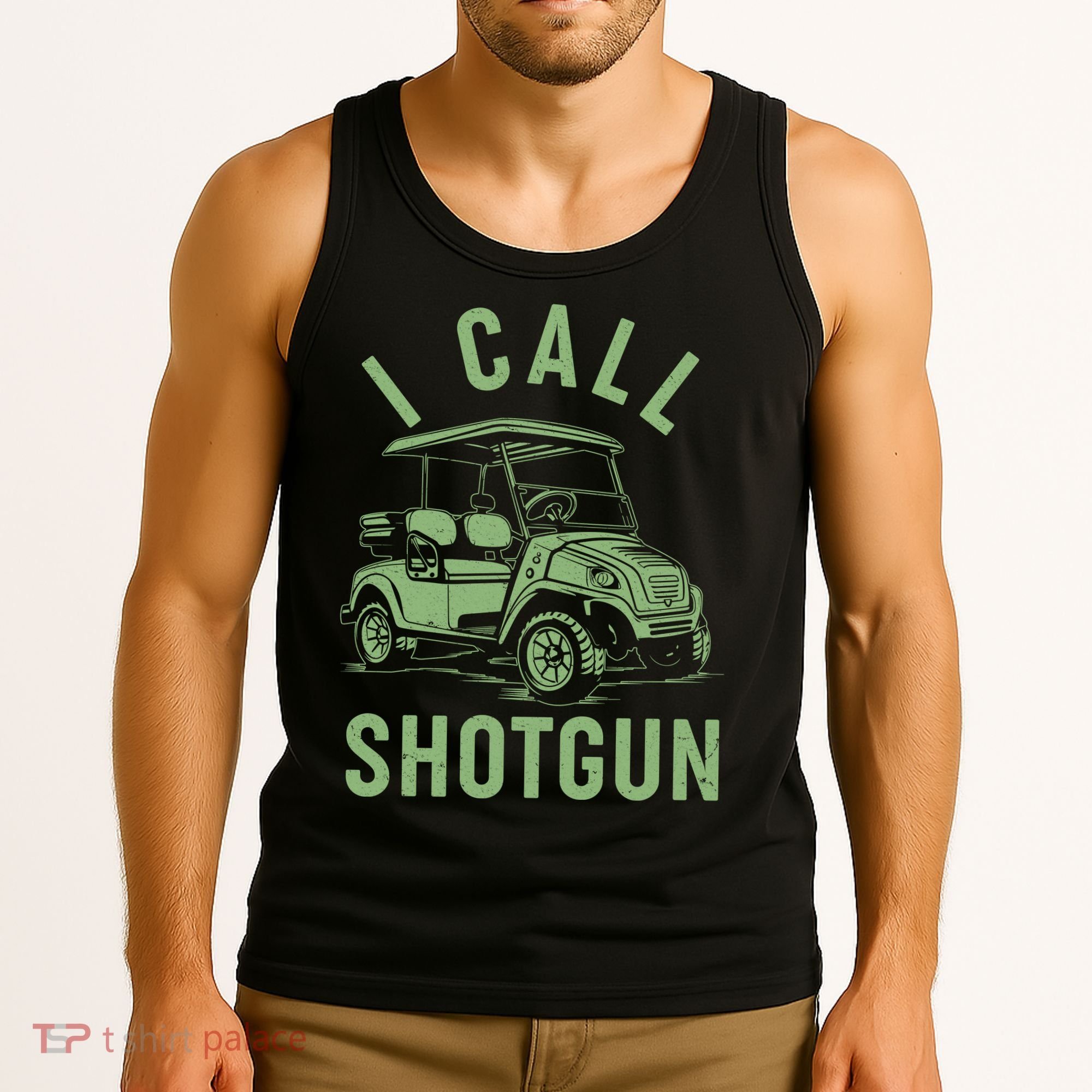 Funny Golfing I Call Shotgun Golf Cart Tank Top