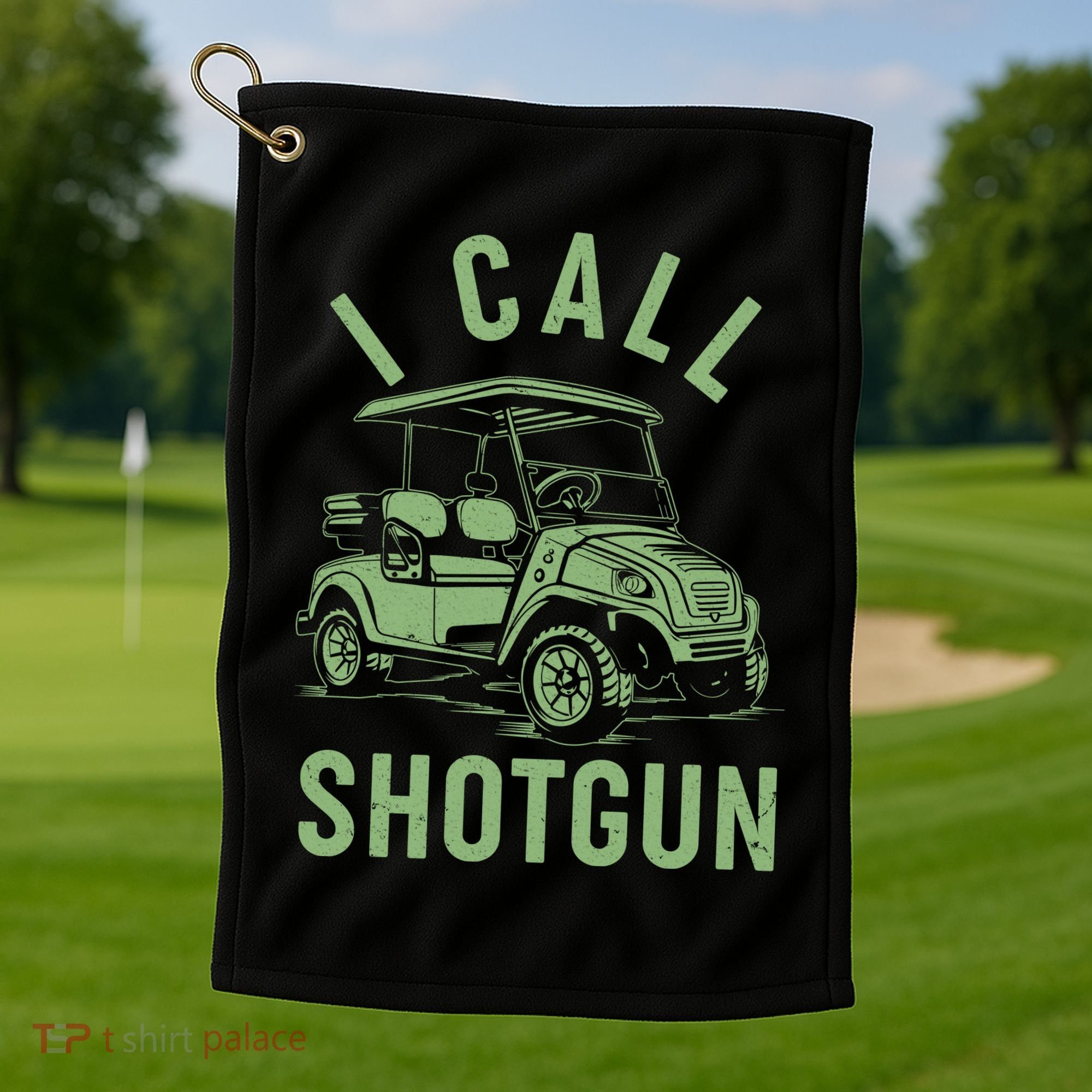 Funny Golfing I Call Shotgun Golf Cart Golf Towel