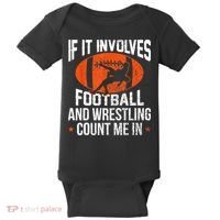 Funny Gift If It Involves Football And Wrestling Count Me Gift Baby Bodysuit thumb 0