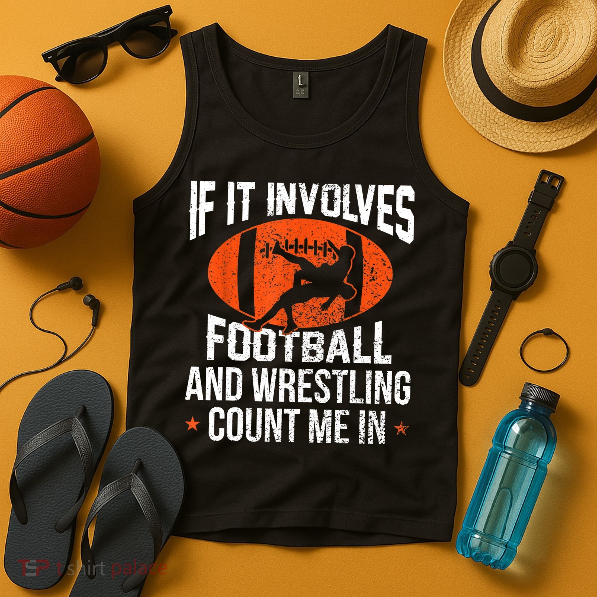 Funny Gift If It Involves Football And Wrestling Count Me Gift Tank Top