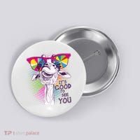 Funny Giraffe It's Good To See You Button thumb 0