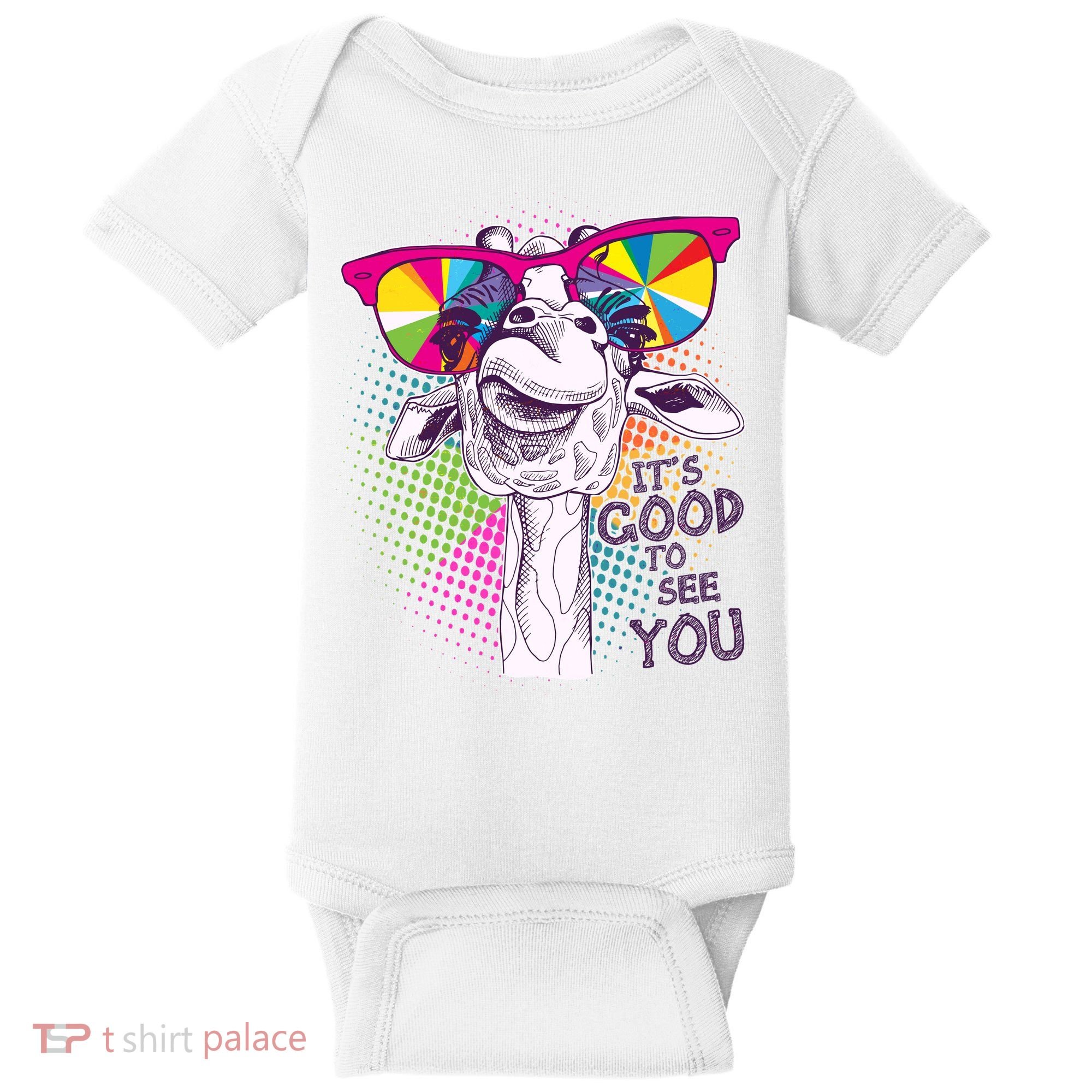 Funny Giraffe It's Good To See You Baby Bodysuit
