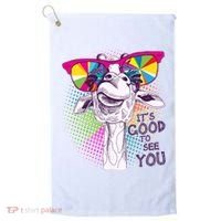 Funny Giraffe It's Good To See You Golf Towel thumb 0