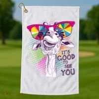 Funny Giraffe It's Good To See You Golf Towel thumb 1
