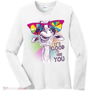 Funny Giraffe It's Good To See You Women's Long Sleeve Shirt