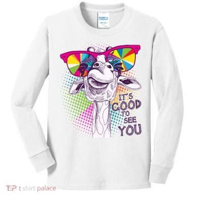 Funny Giraffe It's Good To See You Kids Long Sleeve Shirt