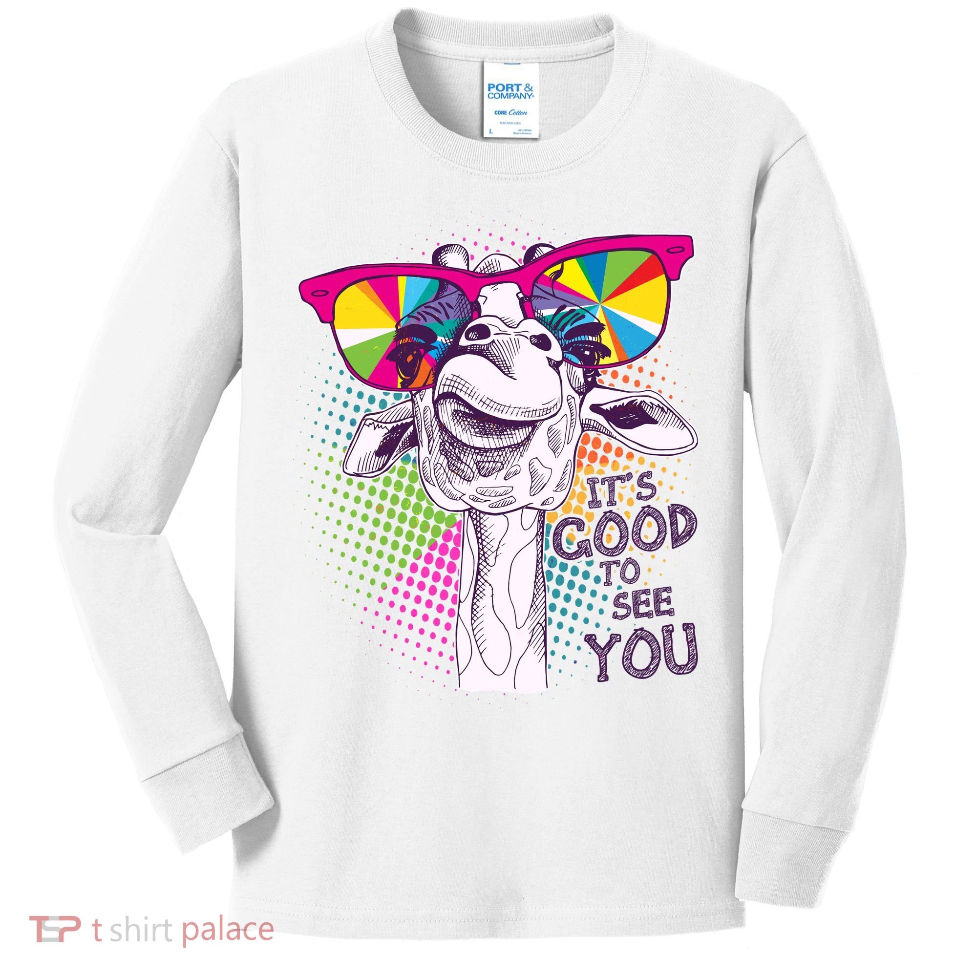 Funny Giraffe It's Good To See You Kids Long Sleeve Shirt