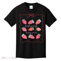 First Grade Is My Jam Strawberry 1st Grade Teacher Kids T-Shirt thumb 0