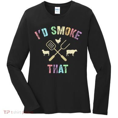Funny Grilling ID Smoke That Grills Chef Pit Meat Gangster Women's Long Sleeve Shirt