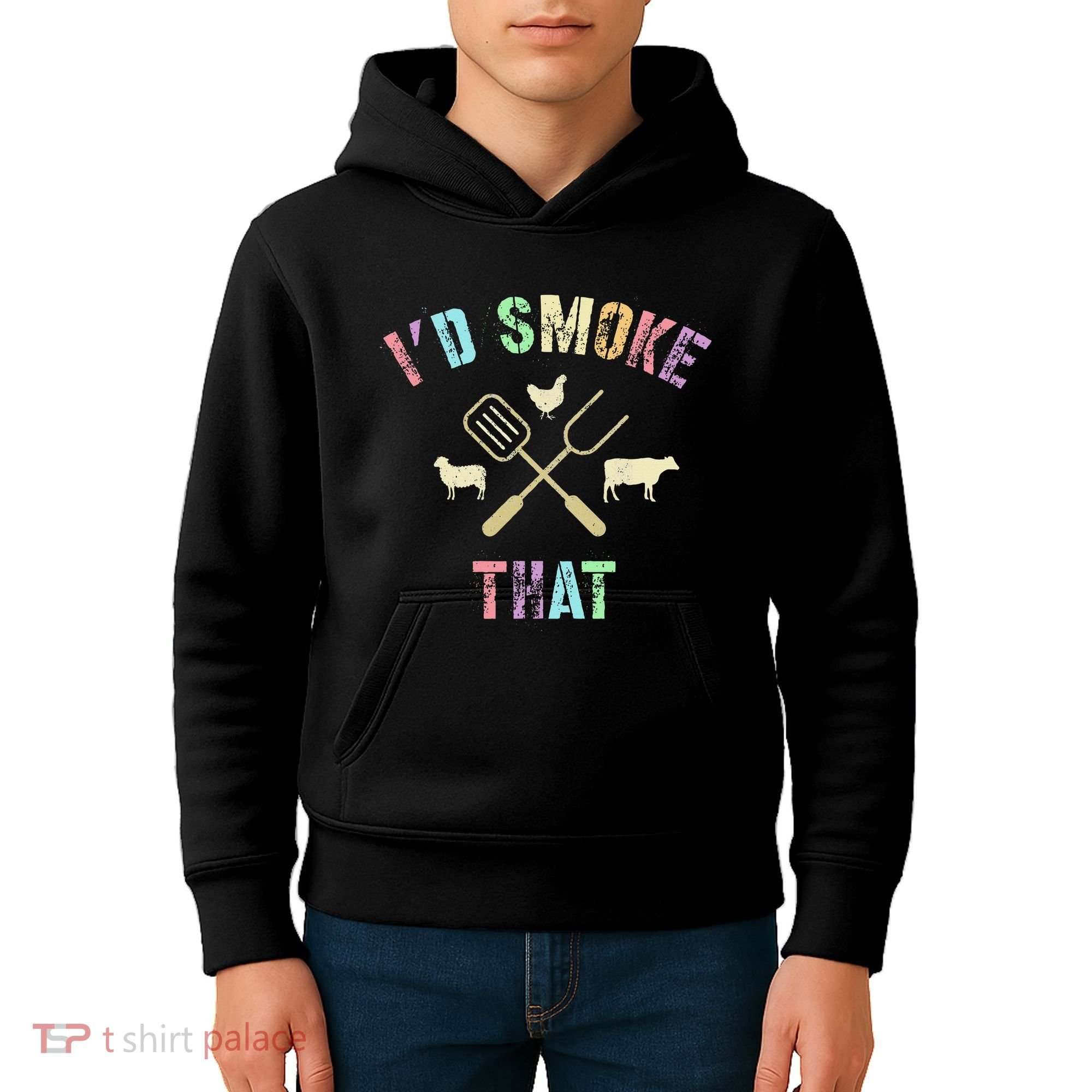 Funny Grilling ID Smoke That Grills Chef Pit Meat Gangster Kids Hoodie