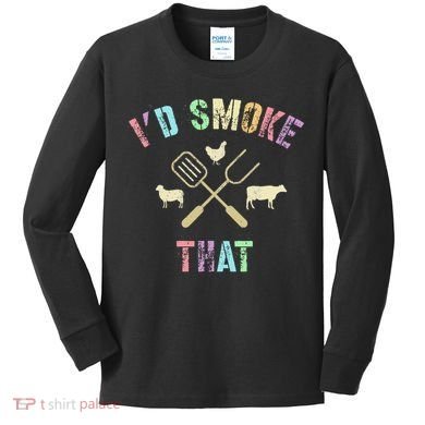 Funny Grilling ID Smoke That Grills Chef Pit Meat Gangster Kids Long Sleeve Shirt