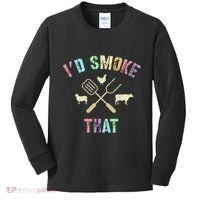 Funny Grilling ID Smoke That Grills Chef Pit Meat Gangster Kids Long Sleeve Shirt thumb 0
