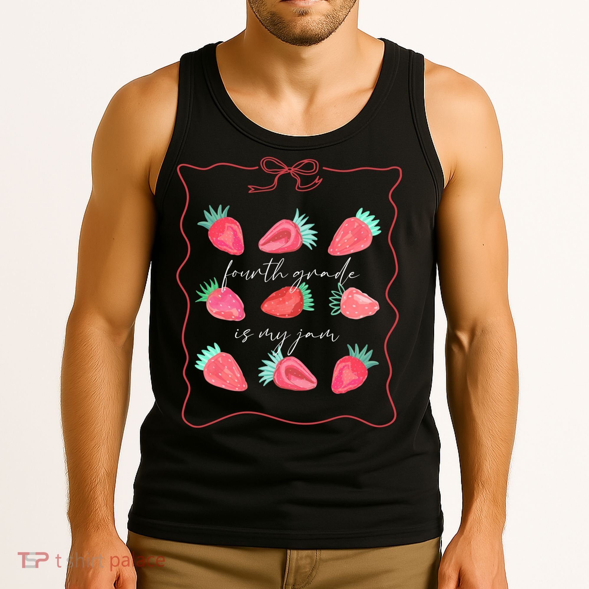 Fourth Grade Is My Jam Strawberry 4th Grade Teacher Tank Top