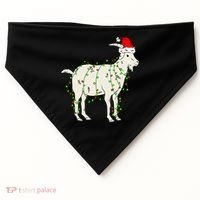 Funny Goat In Tangled Christmas Lights Santa Claus Hat USA-Made Doggie Bandana thumb 0