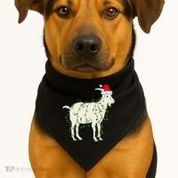 Funny Goat In Tangled Christmas Lights Santa Claus Hat USA-Made Doggie Bandana thumb 1