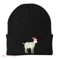 Funny Goat In Tangled Christmas Lights Santa Claus Hat Beanie thumb 0