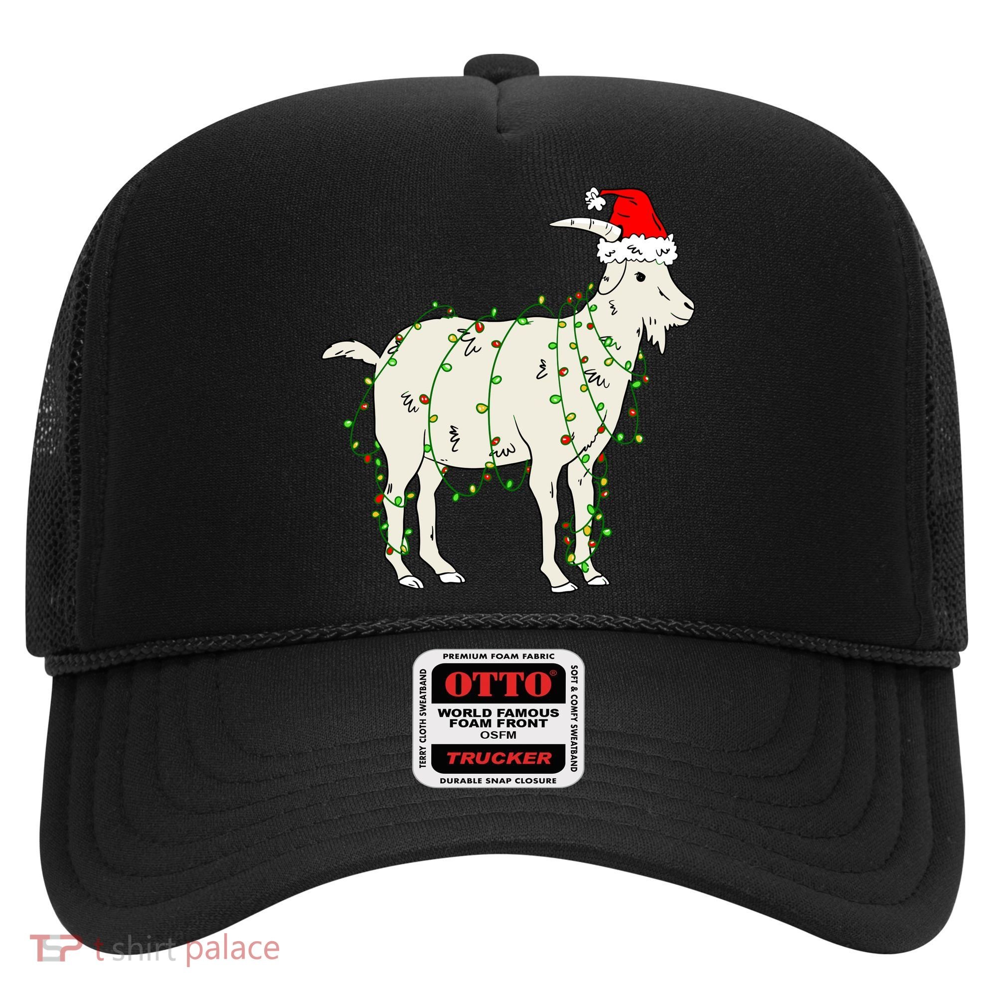 Funny Goat In Tangled Christmas Lights Santa Claus Hat Hat