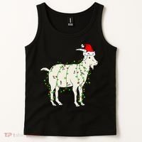 Funny Goat In Tangled Christmas Lights Santa Claus Hat Tank Top thumb 2