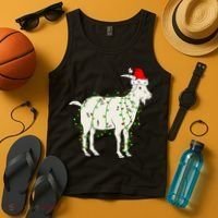 Funny Goat In Tangled Christmas Lights Santa Claus Hat Tank Top thumb 4