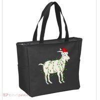 Funny Goat In Tangled Christmas Lights Santa Claus Hat Tote Bag thumb 2