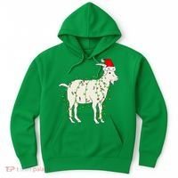 Funny Goat In Tangled Christmas Lights Santa Claus Hat Hoodie thumb 0
