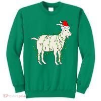 Funny Goat In Tangled Christmas Lights Santa Claus Hat Sweatshirt thumb 0