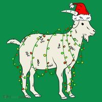 Funny Goat In Tangled Christmas Lights Santa Claus Hat Sweatshirt thumb 3