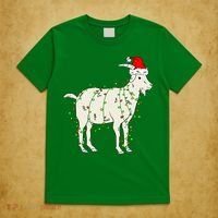 Funny Goat In Tangled Christmas Lights Santa Claus Hat T-Shirt thumb 5