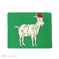 Funny Goat In Tangled Christmas Lights Santa Claus Hat Mousepad thumb 0