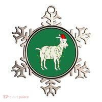 Funny Goat In Tangled Christmas Lights Santa Claus Hat Ornament thumb 0
