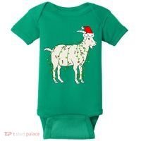 Funny Goat In Tangled Christmas Lights Santa Claus Hat Baby Bodysuit thumb 0