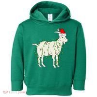 Funny Goat In Tangled Christmas Lights Santa Claus Hat Toddler Hoodie thumb 0