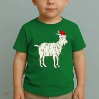 Funny Goat In Tangled Christmas Lights Santa Claus Hat Toddler T-Shirt thumb 2