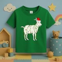 Funny Goat In Tangled Christmas Lights Santa Claus Hat Toddler T-Shirt thumb 3